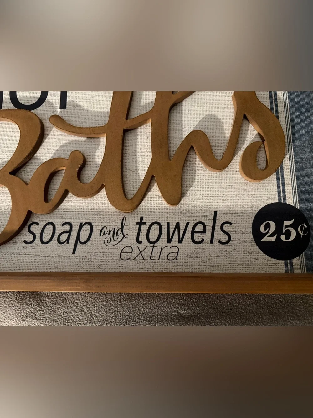 Kirklands 'Baths' Wall Sign - Brown and Blue